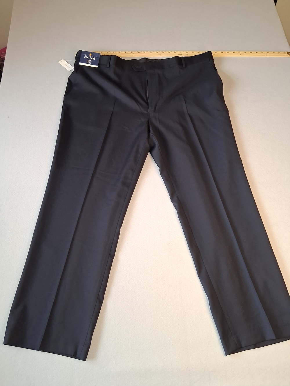 Stafford Black Men's Dress Pants - Classic Flat Front - Picture 2 of 8